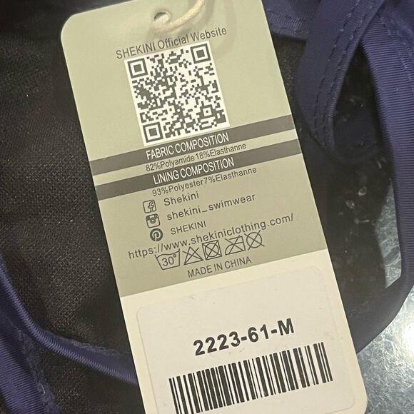 Shekini Navy Blue Swimwear Thong Bottoms, Size M, NWT - Picture 4 of 4